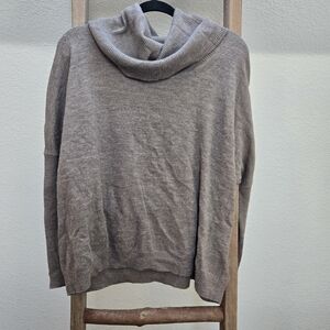 Cynthia Rowley Merino Wool Taupe Cowl Neck Sweater